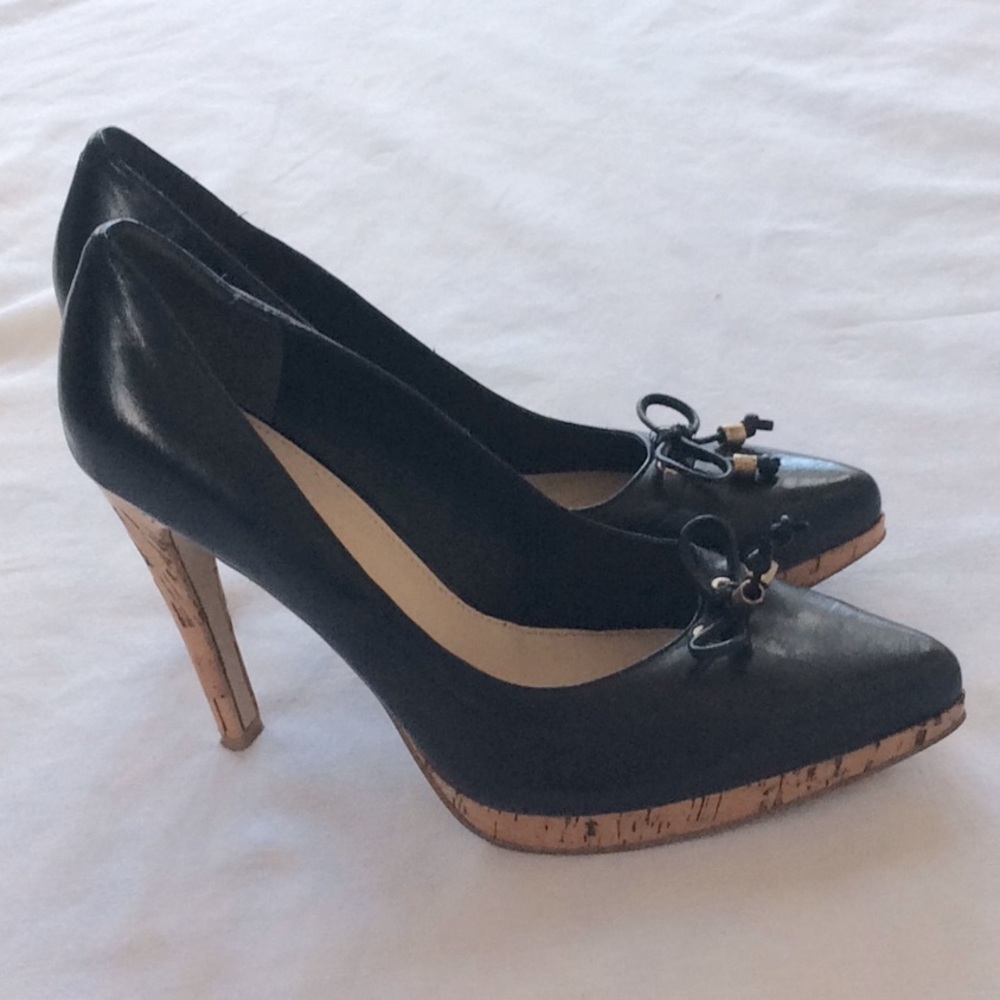 Nine West Cork Platform Heels in Black Leather